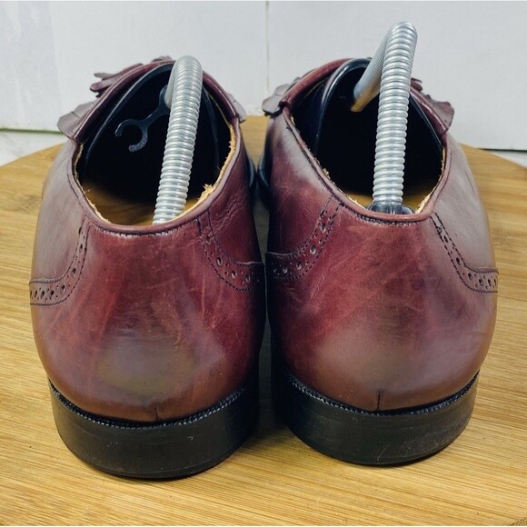 BOSTONIAN ITALY Mens 11M Burgundy Leather Tassel Kiltie Loafers Wingtip Shoes